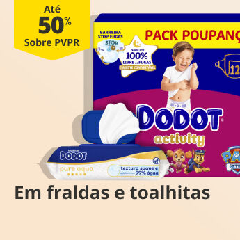At&eacute; 50% PVPR em Fraldas e Toalhitas 