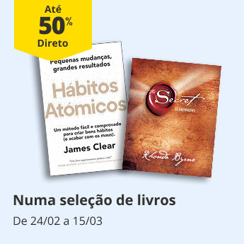 At&eacute; 50% pvpr numa sele&ccedil;&atilde;o de livros at&eacute; 15 de mar&ccedil;o