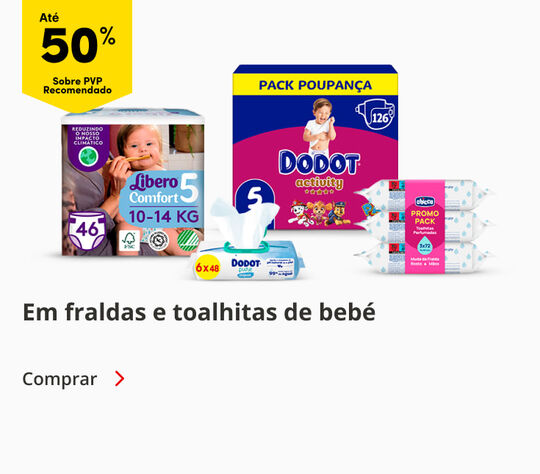 At&eacute; 50% em Fraldas e Toalhitas de Beb&eacute;