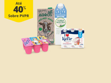 At&eacute; 40% PVPR em leites e iogurtes 