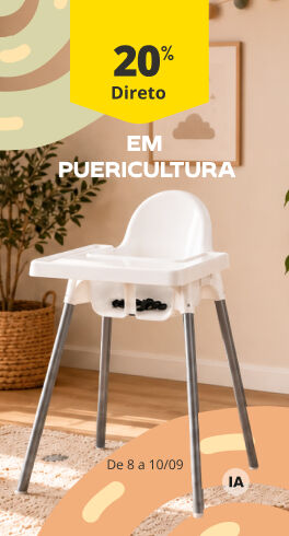 At&eacute; 20% Desconto Direto em puericultura. De 8 a 10/09