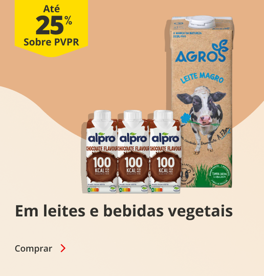 At&eacute; 25% PVPr em Leites e Bebidas Vegetais