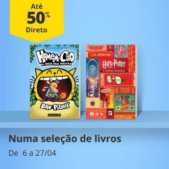 At&eacute; de 50% desconto direto numa centena de livros at&eacute; 27 de abril