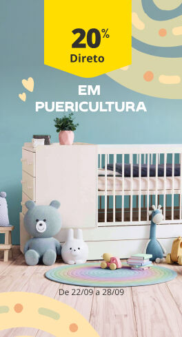 20% Desconto Direto em puericultura. De 22 a 28/09