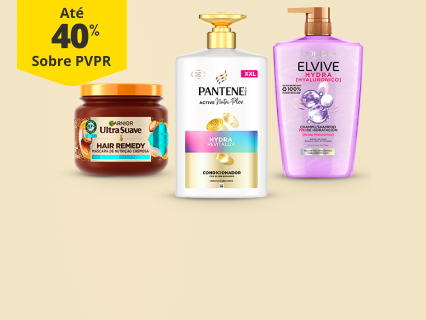 At&eacute; 40% PVPR em champ&ocirc;s, condicionadores e m&aacute;scaras