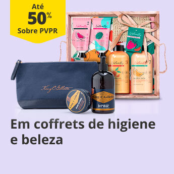 At&eacute; 50% PVPR em coffrets de Higiene e Beleza