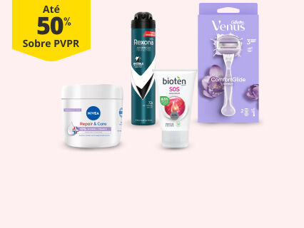 At&eacute; 50% PVPR em Cuidados do Corpo
