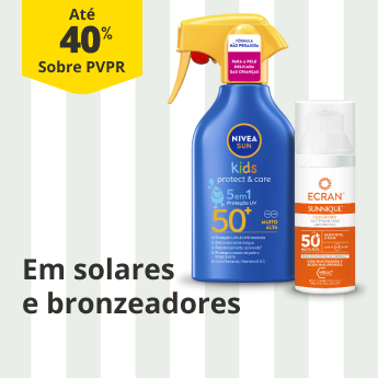 At&eacute; 50% PVPR em Solares e Bronzeadores