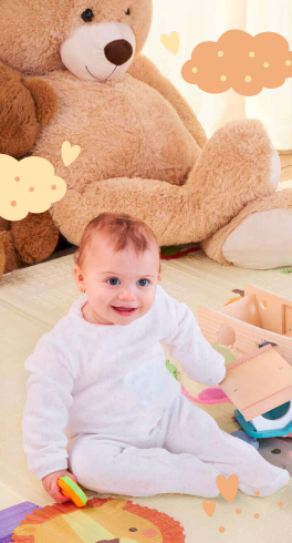 Brinquedos e livros para beb&eacute;