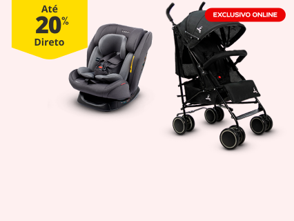 At&eacute; 20% desconto direto em carrinhos de beb&eacute; e cadeiras auto