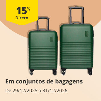 15% Desconto Direto em conjuntos de bagagens