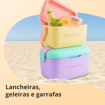 Lancheiras, geleiras e garrafas