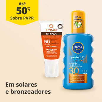At&eacute; 50% PVPR em Solares e Bronzeadores