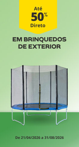 At&eacute; 50% Desconto Direto em brinquedos de exterior. De 21/04 a 31/08