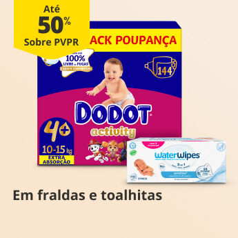 At&eacute; 50% PVPR em Fraldas e Toalhitas