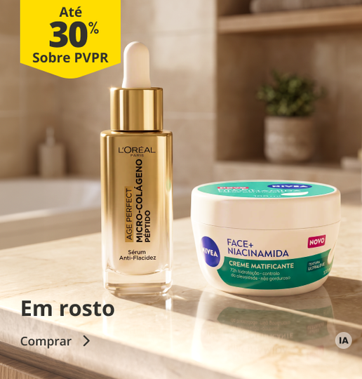 At&eacute; 30% sobre PVPR em Rosto