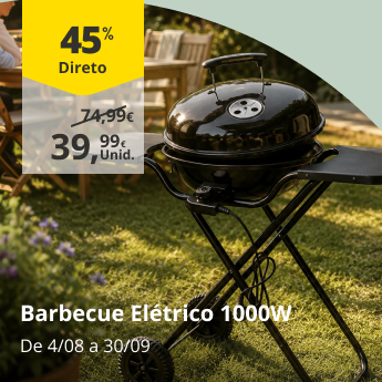 45% desconto direto Barbecue El&eacute;trico 1000W. De 408 a 30/09