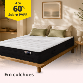 At&eacute; 60% sobre PVPR em colch&otilde;es
