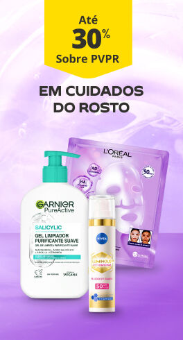 At&eacute; 30% PVPR em Cuidados do Rosto