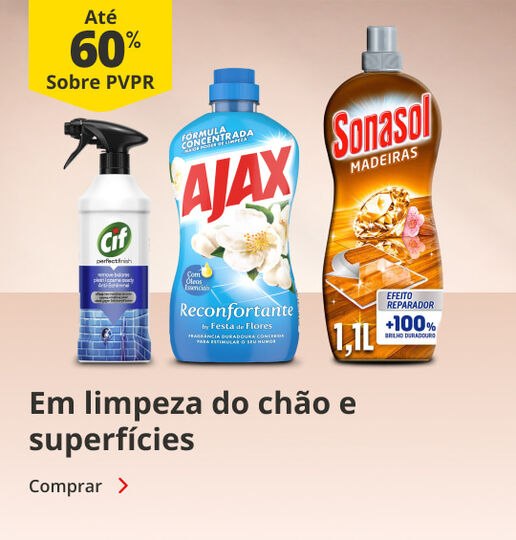 At&eacute; 60% PVPR em Limpeza do ch&atilde;o e superf&iacute;cies