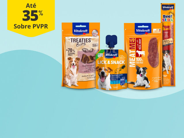 At&eacute; 35% PVPR em snacks Vitakraft