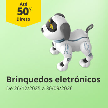 At&eacute; 50% DD em brinquedos eletr&oacute;nicos (promo v&aacute;lida de 26/12/2025 a 30/09/2026
