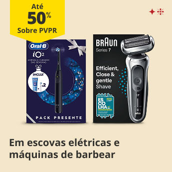Até 50% PVPR Em Escovas Elétricas e Máquinas de Barbear