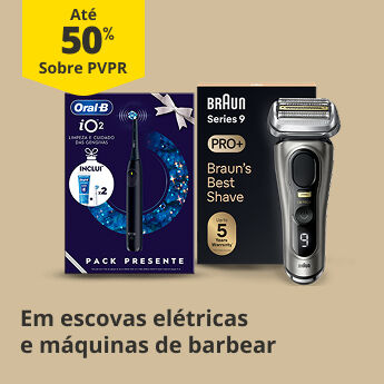 Até 50% PVPR Em Escovas elétricas e Máquinas de Barbear
