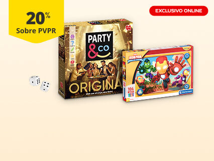 20% sobre o pvpr em todos os jogos e puzzles. Exclusivo online