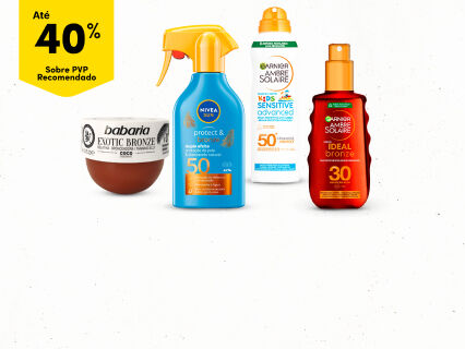 Até 40% PVPR em solares e bronzeadores