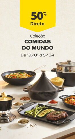 Aproveite at&eacute; 50% desconto direto em toda a cole&ccedil;&atilde;o de lou&ccedil;a de cozinhas do mundo