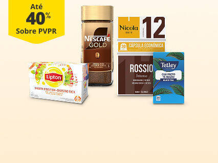 At&eacute; 40% PVPR em Caf&eacute;s e Ch&aacute;s