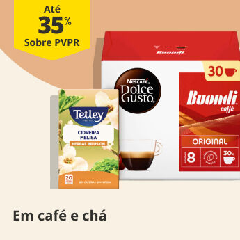 At&eacute; 35% PVPR em Caf&eacute; e Ch&aacute;