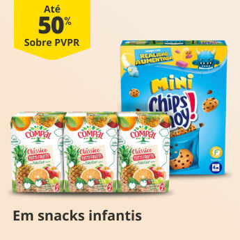 At&eacute; 50% PVPR em Snacks infantis