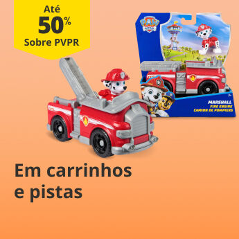 At&eacute; 50% PVPR em carrinhos e pistas