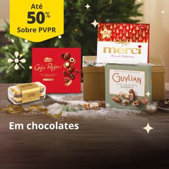 Até 50% PVPR em Chocolates de Natal