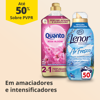 At&eacute; 50% PVPR em amaciadores e intensificadores de roupa