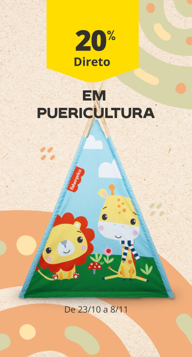20% Desconto Direto em puericultura. De 23/10 a 8/11