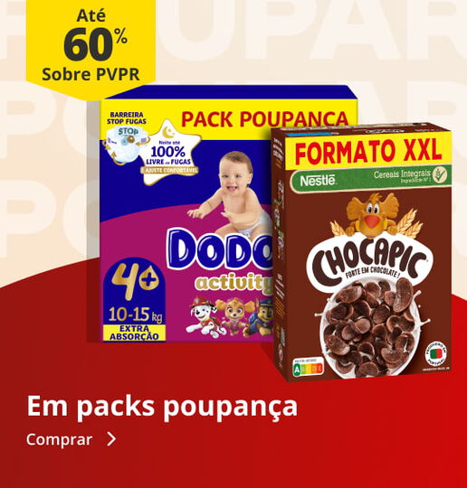 At&eacute; 60% PVPR em Packs Poupan&ccedil;a