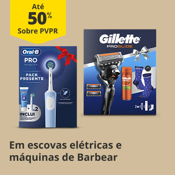 Até 50% PVPR Em Escovas elétricas e Máquinas de Barbear