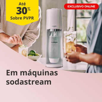 At&eacute; 30% PVPR em m&aacute;quinas sodastream. Exclusivo Online