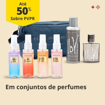 Até 50% PVPR em conjuntos de perfumes