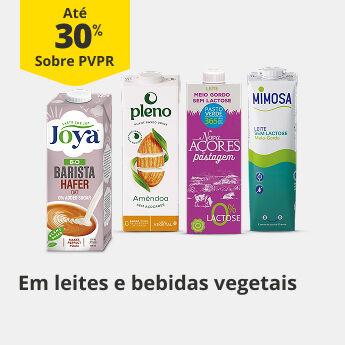 At&eacute; 30% PVPR em Leites e Bebidas Vegetais