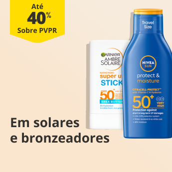 At&eacute; 40% PVPR em Solares e Bronzeadores