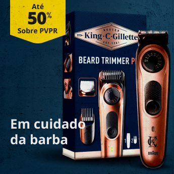At&eacute; 50% sobre PVPR em cuidado da barba