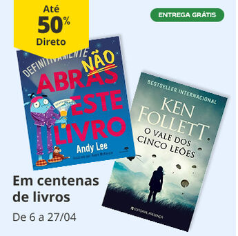 At&eacute; 50% Desconto Direto em centenas de livros. De 6 a 27/04