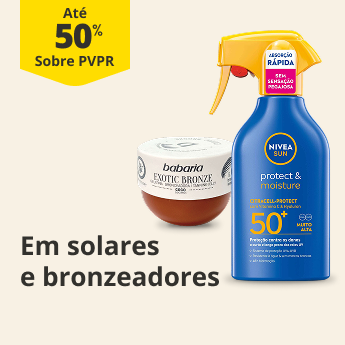 At&eacute; 50% PVPR em solares e bronzeadores