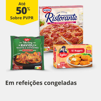 At&eacute; 50% PVPR em Refei&ccedil;&otilde;es Congeladas