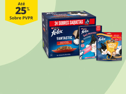 At&eacute; 25% PVPR em h&uacute;midos e snacks Felix