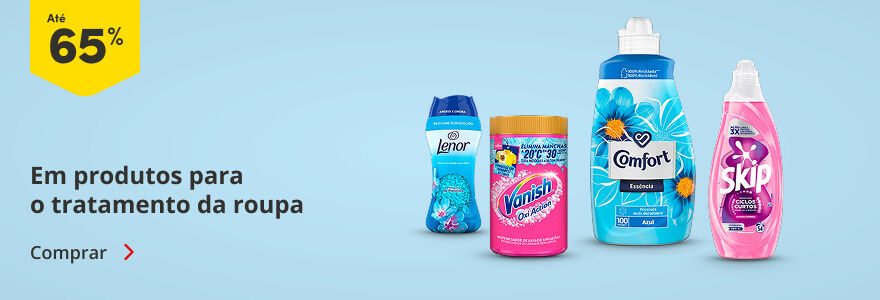 Até 65% em produtos para o tratamento da Roupa